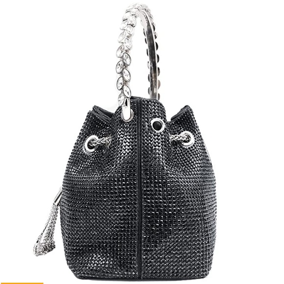 Handbags - Black Rhinestone Bucket Purse